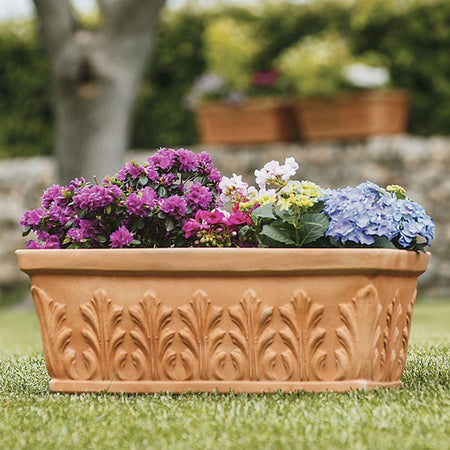 Fioriera Foglia in resina con decorazione Made in Italy per fiori e piante