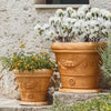 Vaso Doppiobordo Festone rotondo in resina con decorazione per esterno Made in Italy