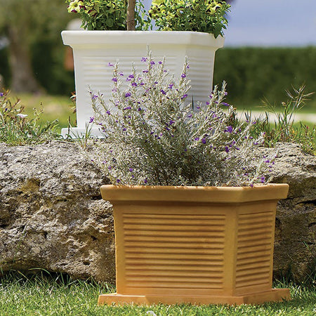 Vaso Quadro Millerighe quadrato in resina decorazione per esterno "Made in Italy"