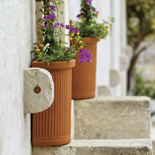 Vaso Semicerchio Millerighe rotondo in resina per piante e fiori Made in Italy da esterno