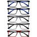 Set 5 Occhiali Da Lettura Montatura Media Rettangolari Uomo Donna Cerniere Molla