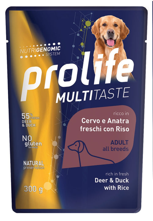Prolife Multitaste mangime umido Cani Adulti cervo anatra e riso 300 gr