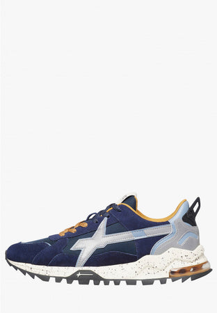 W6yz scarpe uomo BREEZE 3-M. - Sneakers in tessuto tecnico e suede - Navy 2018612103C52