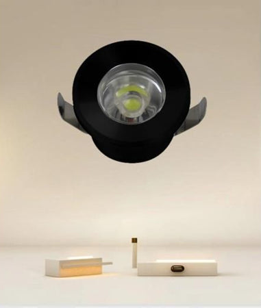 Faretto 1w Led Incasso A Soffitto Ip20 Nero Mini Spot Segnapassi Luce Fredda 00281