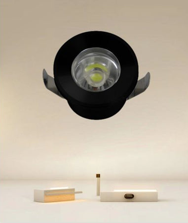 Faretto 1w Led Incasso A Soffitto Ip20 Nero Mini Spot Segnapassi Luce Calda 00304