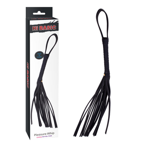 Frusta Pleasure Whip Frustino sexy nero pelle PU ottima qualità bondage BDSM 45 cm circa