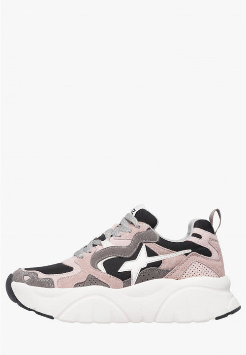 W6yz scarpe donna MIA-W. - Sneakers in suede e tessuto tecnico - Rosa-Grigio 2019468011B67