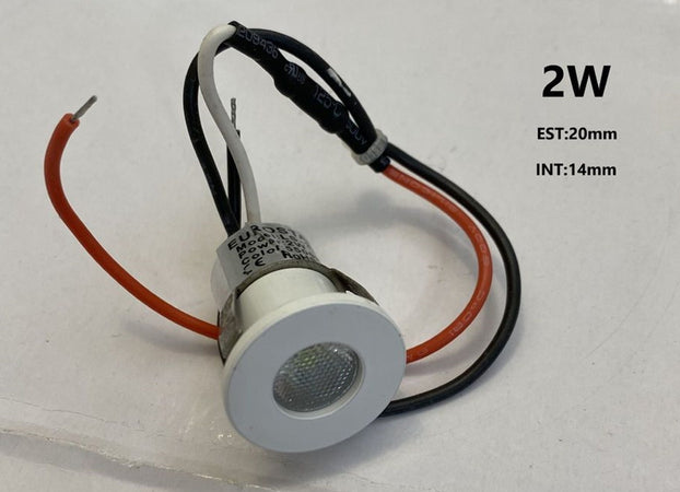 Mini Faretto Led 2 Watt Incasso 3v-5v Colore Luce Blu Punto Luce Diametro 20 Mm