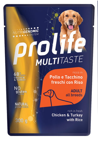 Prolife Multitaste mangime umido Cani Adulti pollo tacchino e riso 300 gr