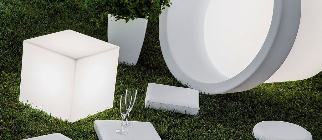 Vaso luminoso Cube per decorazione esterno e giardino "Made in Italy"