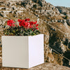 Vaso Cromia Cube quadrato decorazione a tinta unita in resina Made in Italy