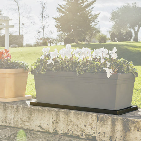 Sottovaso per Fioriera rettangolare in resina per piante e fiori Made in Italy da esterno