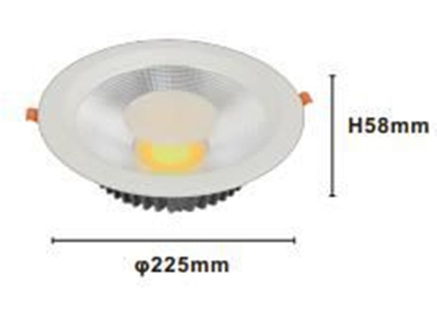 Faretto Da Incasso Led Cob 35w Luce 3000k-6500k Bianco Illuminazione Interni 00427