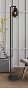 Lampada Da Terra Con Piantana Paralume Nero Rame Antico Vintage 220x170x1510 Mm