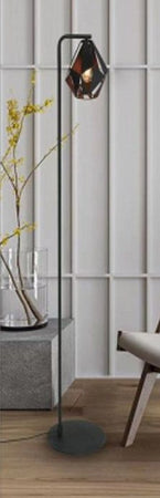 Lampada Da Terra Con Piantana Paralume Nero Rame Antico Vintage 220x170x1510 Mm
