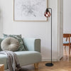 Lampada Da Terra Con Piantana Paralume Nero Rame Antico Vintage 220x170x1510 Mm