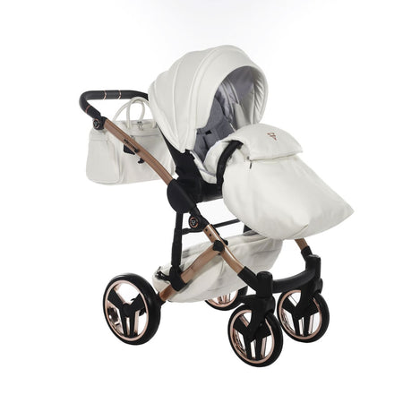 Trio Junama Diamond Mirror Satin V2 3 in 1 Pelle Edition Champagne Satinato e Bianco