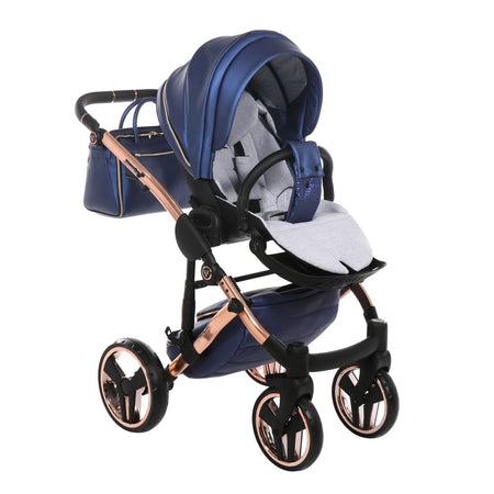 Trio Junama Diamond Fluo Pelle V2 Blu Telaio Oro Navicella Nera