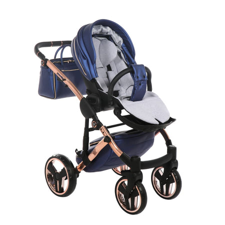 Trio Junama Diamond Fluo Pelle V2 Blu Telaio Oro Navicella Nera