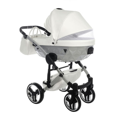 Junama Diamond Mirror Satin V2 2 in 1 Pelle Bianco Navicella Grigio Telaio Cromato