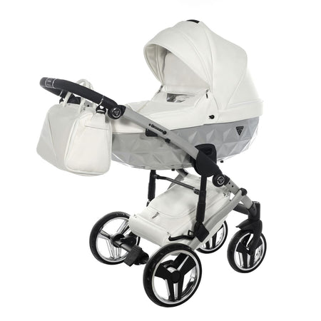 Junama Diamond Mirror Satin V2 2 in 1 Pelle Bianco Navicella Grigio Telaio Cromato