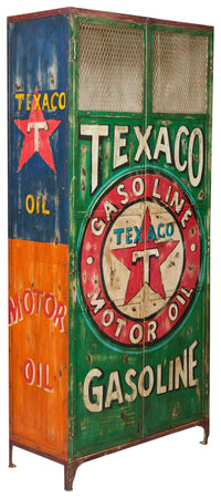 Biscottini Armadietto da officina texaco in ferro dipinto a mano stile vintage Offerta