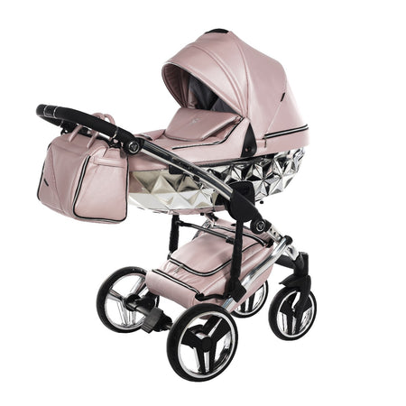 Junama Diamond Mirror V3 2 in 1 Pelle Nav. Rosa/Silver Telaio Silver