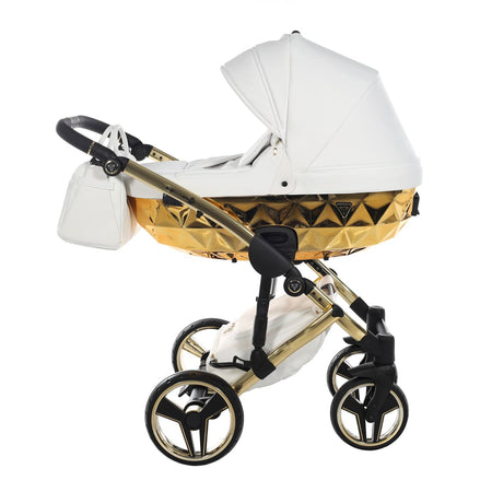 Trio Junama Diamond Mirror V3 3 in 1 Pelle Nav. Bianco/Oro Telaio Oro Giallo