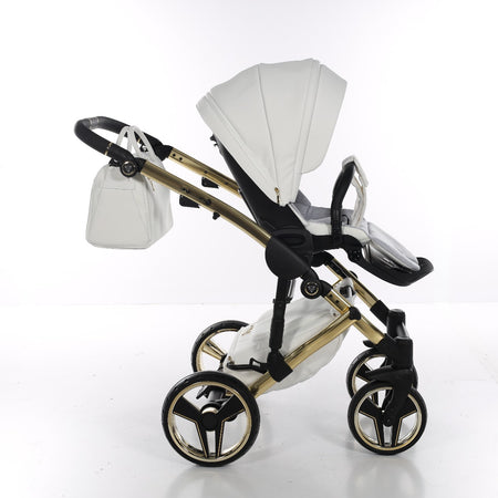 Junama Diamond Mirror V3 2 in 1 Pelle Nav. Bianco/Oro Telaio Oro Giallo