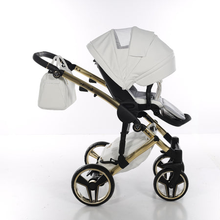 Trio Junama Diamond Mirror V3 3 in 1 Pelle Nav. Bianco/Oro Telaio Oro Giallo