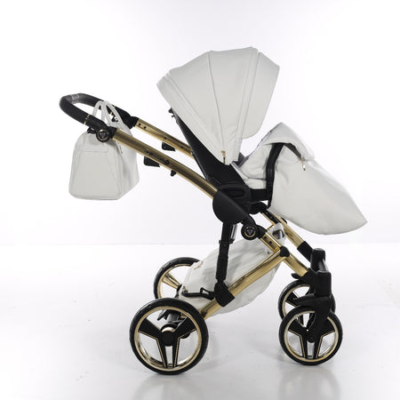 Trio Junama Diamond Mirror V3 3 in 1 Pelle Nav. Bianco/Oro Telaio Oro Giallo