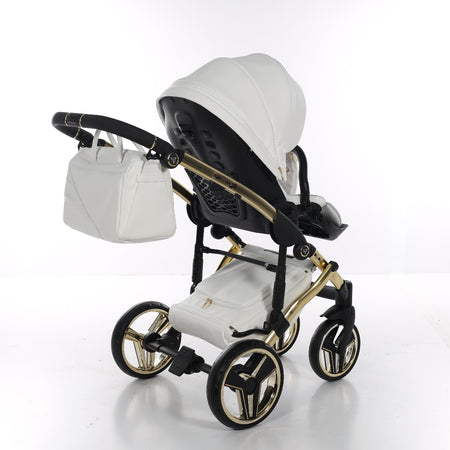 Trio Junama Diamond Mirror V3 3 in 1 Pelle Nav. Bianco/Oro Telaio Oro Giallo