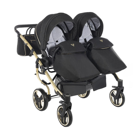 Junama Diamond Mirror Gemellare V2 2 in 1 Tessuto Nero/Oro Giallo/Telaio Oro Giallo