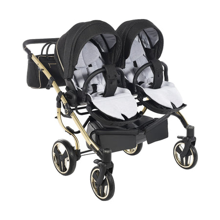 Trio Junama Diamond Mirror Gemellare V2 3 in 1 Tessuto Nero/Oro Giallo/Telaio Oro Giallo