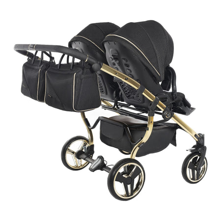 Trio Junama Diamond Mirror Gemellare V2 3 in 1 Tessuto Nero/Oro Giallo/Telaio Oro Giallo