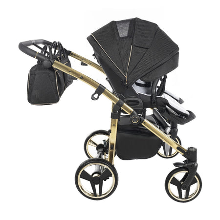 Junama Diamond Mirror Gemellare V2 2 in 1 Tessuto Nero/Oro Giallo/Telaio Oro Giallo