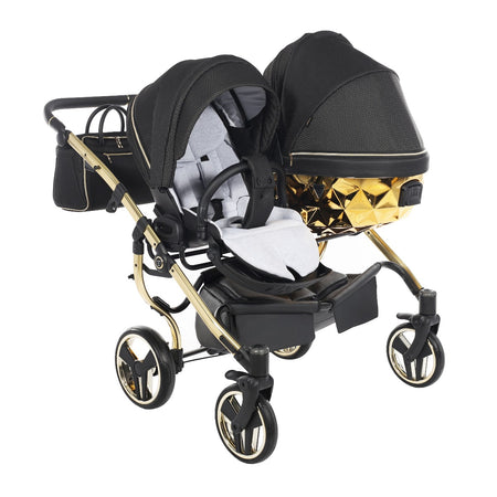 Trio Junama Diamond Mirror Gemellare V2 3 in 1 Tessuto Nero/Oro Giallo/Telaio Oro Giallo