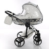 Junama Diamond Mirror V3 2 in 1 Pelle Nav. Bianco/Grey Telaio Cromato