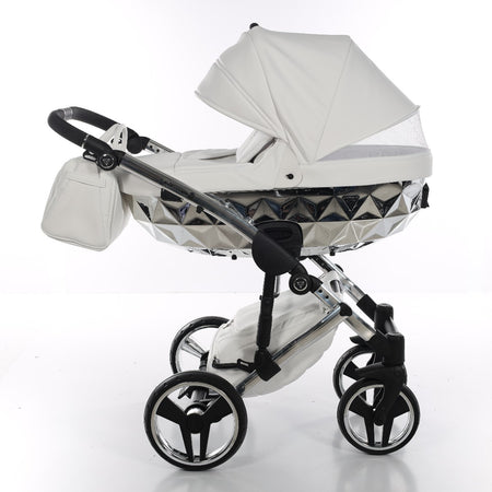 Trio Junama Diamond Mirror V3 3 in 1 Pelle Nav. Bianco/Grey Telaio Cromato