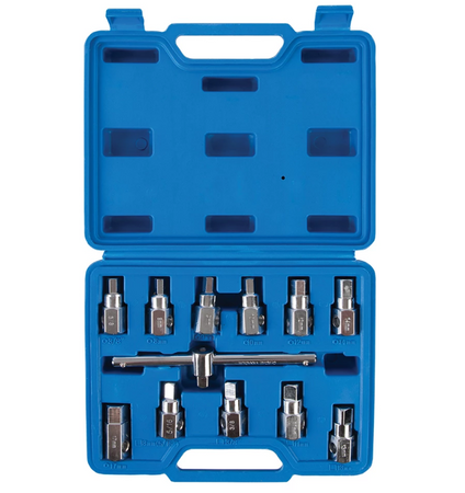 Set universale di chiavi per tappi di scarico in acciaio Silverline 12 pz Silverline