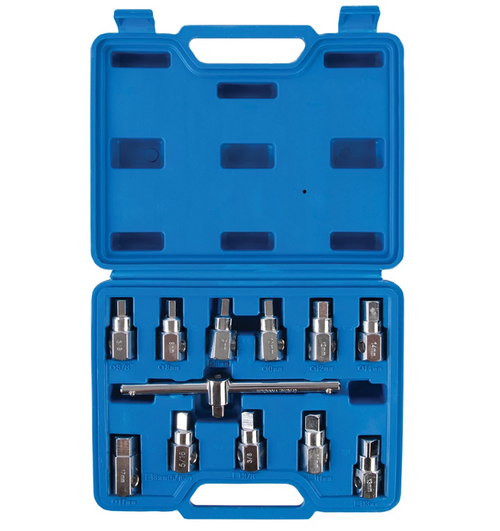 Set universale di chiavi per tappi di scarico in acciaio Silverline 12 pz Silverline
