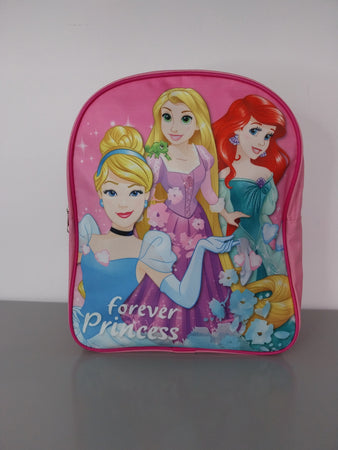 Set Asilo da Bambina con Principesse dei Cartoni "Forever Princess" 5 Pezzi: Zaino Tovaglietta Borraccia Bicchiere e Porta Merenda