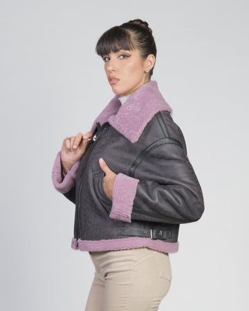Marisol - Giacca Donna Rosa in vero montone Shearling