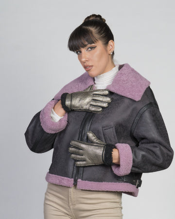 Marisol - Giacca Donna Rosa in vero montone Shearling