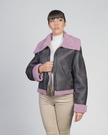 Marisol - Giacca Donna Rosa in vero montone Shearling