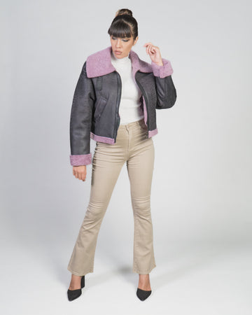 Marisol - Giacca Donna Rosa in vero montone Shearling