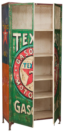 Biscottini Armadietto da officina texaco in ferro dipinto a mano stile vintage Offerta