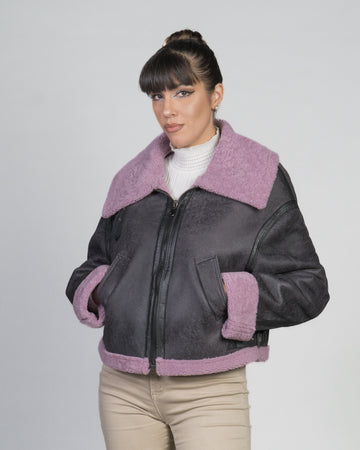 Marisol - Giacca Donna Rosa in vero montone Shearling