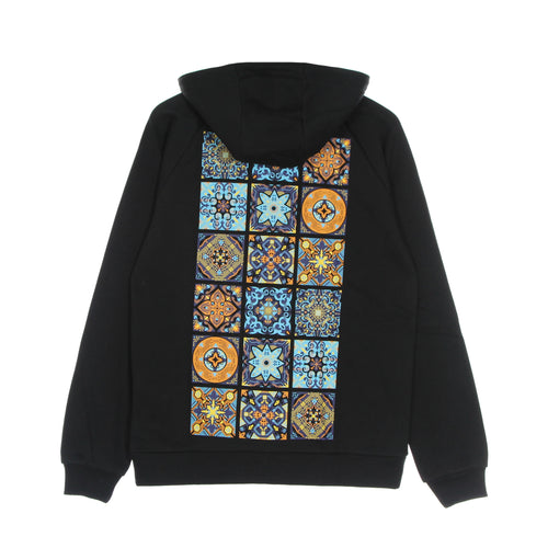 DOLLY NOIRE Felpa Cappuccio Zip Uomo Maioliche a Circuito Stampato Hoodie Black da uomo