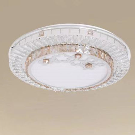 Plafoniera Da Soffitto 65w ø50cm Led Design A Strati Cristalli Fiori Luce Fredda 08220